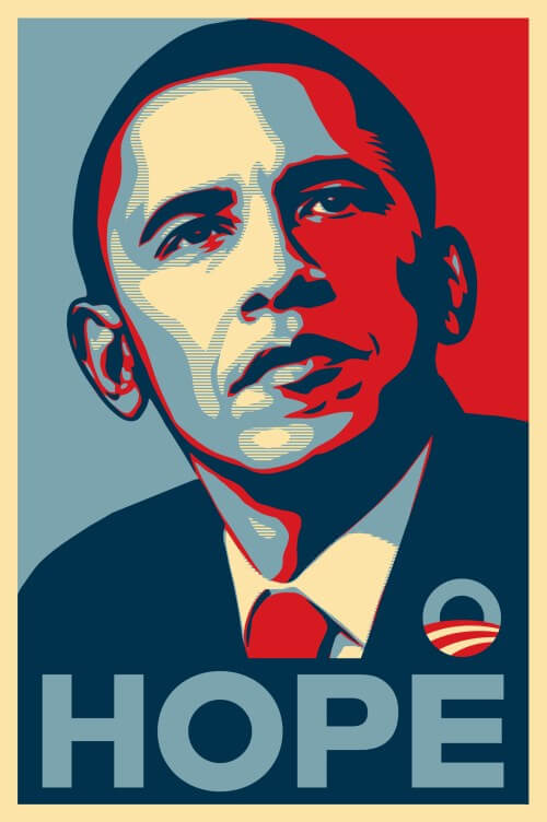 Obama hope poster shepard fairey obey giant